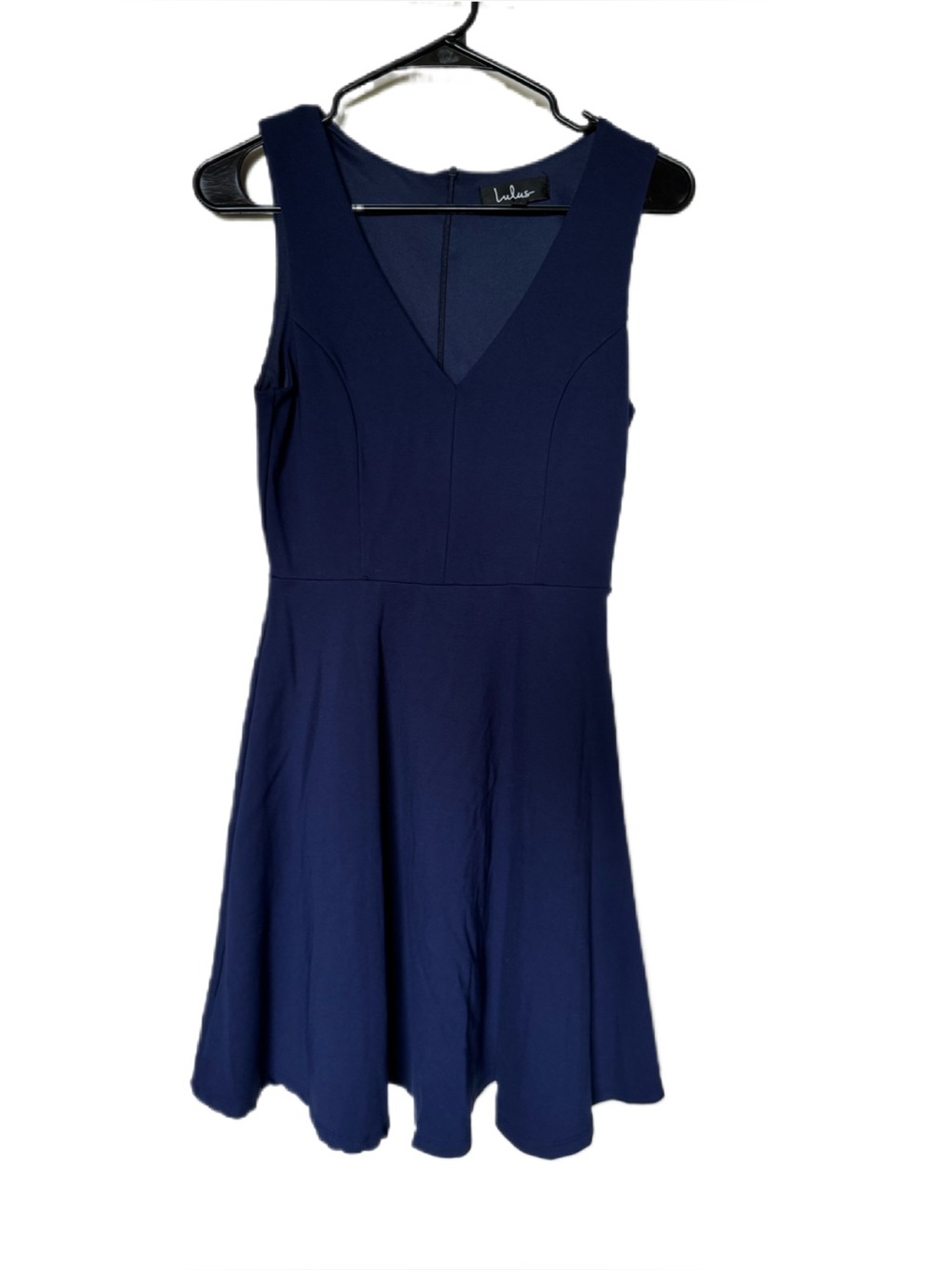 Lulu's Navy V-Neck Fit & Flare Dress sz Small like new